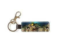 DUWAA Underwater World - Llavero de cuero personalizado con estampado de peces HD, soporte universal para llavero para bicicletas de coche, llavero