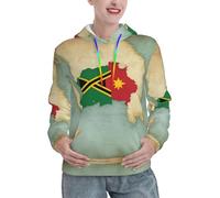 DUWAA Vanuatu In Australia - Sudadera ajustada con capucha para mujer, con bolsillo canguro, suave y cómoda para el uso diario, Negro, XXL