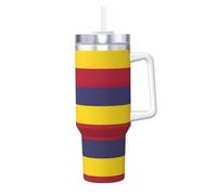 DUWAA Vaso de paja abatible con estampado de bandera del Reino de Hawái, vaso de 40 onzas, apto para portavasos, vaso a prueba de fugas con asa