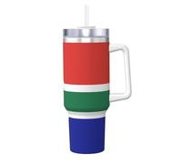 DUWAA Vaso de paja abatible con estampado de la bandera de Sudáfrica, apto para portavasos, a prueba de fugas con asa
