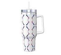 DUWAA Vaso de paja abatible con estampado de mapa de la bandera de Nueva Zelanda, vaso de 40 onzas, apto para portavasos, vaso a prueba de fugas con asa