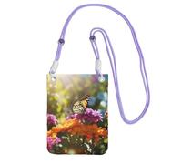 DUWAA Vivid Colorful Garden2 - Bolso cruzado pequeño con estampado para mujer, a la moda, bolso para teléfono con correa ajustable, para senderismo, viajes, Púrpura, Talla única