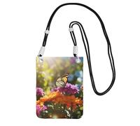 DUWAA Vivid Colorful Garden2 - Bolso cruzado pequeño con estampado para mujer, a la moda, bolso para teléfono con correa ajustable, para senderismo, viajes, Negro -, Talla única