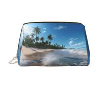 DUWAA Water Rush To Tropical Beach 1 - Neceser de piel con estampado para mujeres y hombres, regalo de viaje, bolsa organizadora de artículos de tocador para baño y ducha, Dorado, Talla única
