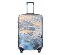 DUWAA Wave Stripe2 - Funda elástica para equipaje, funda protectora para maleta de 18 a 32 pulgadas, accesorios de viaje, Blanco, M