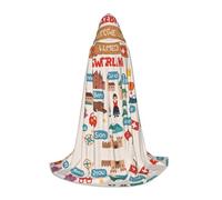 DUWAA Welcome To Switzerland - Disfraz de Halloween con estampado de viaje para Halloween, capa medieval para mujeres y hombres, capa renacentista con capucha