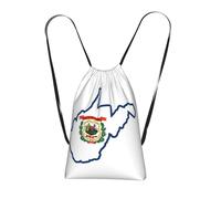 DUWAA West Virginia State Flag Map Print - Mochila plegable con cordón ajustable, bolsa de cuerda, bolsa de playa, mochila de viaje, bolsa de gimnasio antidesgarros