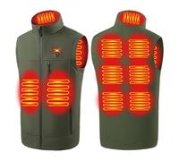 DUWEIKE Chaleco Calefaccionado Para Hombres Y Mujeres, 9 Zonas Calefactadas Chaqueta Calefactora Ultra Suave Chaleco Eléctrico Inteligente Con Bolsillo,Verde,M