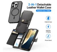 DUX DUCIS 2 en 1 Funda de cuero magnética con billetera desmontable para iPhone 16 Pro Max 15Plus 16e Cierre magnético Funda tipo libro con múltiples ranuras AZUL CLARO
