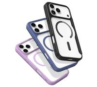 DUX DUCIS Funda con tapa para iPhone 17 Pro Max 17 Air con ranura para tarjetas Funda protectora trasera magnética transparente Negro