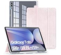 DUX DUCIS Funda para Samsung Galaxy Tab S10+ Plus/S9 FE+ Plus/S9+ Plus 12,4", Smart Cover Tríptico Delgado con Portalápices, Carcasa Trasera Transparente con Función Auto-Sueño/Estela, Rosado Claro