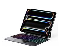 DUX DUCIS MK PRO Series - Funda magnética con teclado para Apple iPad Pro 11 (2024), teclado retroiluminado con trackpad multitáctil, soporte flotante de aleación de aluminio, cubierta de piel