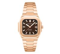 DUXOT Reloj automático Quadrata de 42 mm para hombre con pulsera de acero inoxidable sólido DX-2073, nogal