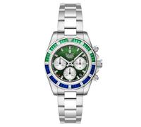 DUXOT Reloj cronógrafo Accelero Rainbow de 40 mm para hombre con pulsera de acero inoxidable sólido DX-2064, Verde perla