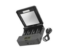 Duyeuau Adaptador de carga de batería solar USB C de 4 ranuras, funda de carga portátil para baterías 26650/21700/18650/18500/16340/14500