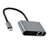 Duyeuau Adaptador de conversión USB C a Ethernet de aleación de aluminio para portátiles, conexión de 1000 Mbps y suministro de energía