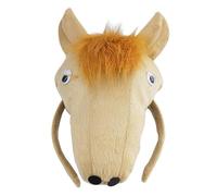 Duyeuau Diadema de cabeza de caballo de peluche con moño en la cola para estudiantes y mujeres, diademas para tomar fotos, carnaval, aro y guante