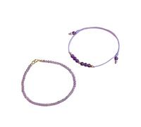 Duyeuau Piedra de amatista con esferas chapadas en oro, cadena ajustable, joyería única de regalo espiritual, cuenta de amatista