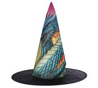 Duyeuau Sombrero puntiagudo de bruja de moda para Halloween, diseño de calavera, cono de bruja, vestido para decoración de cabeza
