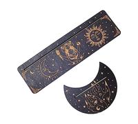Duyeuau Soporte de madera para cartas de tarot, base de fases lunares, forma de luna y soporte rectangular para tarjetas para adivinación de brujas