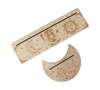 Duyeuau Soporte de madera para cartas de tarot, base de fases lunares, forma de luna y soporte rectangular para tarjetas para adivinación de brujas
