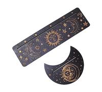 Duyeuau Soporte de madera para cartas de tarot, base de fases lunares, forma de luna y soporte rectangular para tarjetas para adivinación de brujas