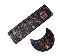 Duyeuau Soporte de madera para cartas de tarot, base de fases lunares, forma de luna y soporte rectangular para tarjetas para adivinación de brujas