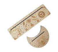 Duyeuau Soporte de madera para cartas de tarot, base de fases lunares, forma de luna y soporte rectangular para tarjetas para adivinación de brujas