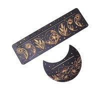 Duyeuau Soporte de madera para cartas de tarot, base de fases lunares, forma de luna y soporte rectangular para tarjetas para adivinación de brujas