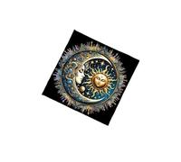 Duyeuau Tapiz de tarot con patrón de sol y luna, tapete de astrología, tapete de adivinaciones, tarjeta de decoración de sol, luna, tarots, mantel espiritual