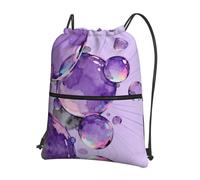 DUYKIMQW Bolsa de gimnasio con cordón con estampado gráfico a color, elegante bolsa de deporte unisex, bolsa de yoga y bolsa de viaje con cordón, Burbujas moradas, Talla única