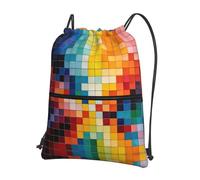 DUYKIMQW Bolsa de gimnasio con cordón y estampado de hilos de colores, elegante bolsa de deporte unisex, bolsa de yoga y bolsa de viaje con cordón, Bloque cromatográfico, Talla única