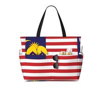 DUYKIMQW Bolsa de viaje de playa con estampado de bandera vieja de Jamaica con cremallera para natación, piscina, gimnasio, camping, comestibles, Bandera de Malasia, Talla única