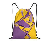 DUYKIMQW Curve Color Line Print - Mochila unisex ligera con cordón, fibra de poliéster cifrada, Mezcla amarilla y morada, M