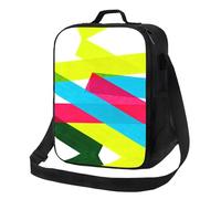 DUYKIMQW Lonchera aislada con estampado rectangular de colores para adultos, bolsa de almuerzo para mujeres y hombres con correa ajustable