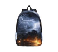 DUYKIMQW Mochila de lona con múltiples bolsillos con estampado "A night of lightning and thunder", Black, S, Clásico