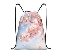 DUYKIMQW Mochila unisex unisex con estampado de flores doradas oscuras, bolsillo con cordón, fibra de poliéster cifrada, Flores de cerezo, S