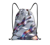 DUYKIMQW Mochila unisex unisex con estampado de flores doradas oscuras, bolsillo con cordón, fibra de poliéster cifrada, Ripple, S