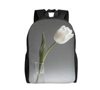 DUYKIMQW Morning Glory - Elegante mochila de viaje con estampado de gloria, bonita mochila para laptop con diseño impreso frontal completo, Tulipán gris, Talla única