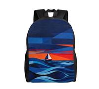 DUYKIMQW Solitary Sail in the Waves - Elegante mochila de viaje con estampado de vela en las olas, bonita mochila para laptop con diseño impreso frontal completo, Vela solitaria en las olas, Talla