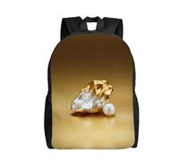 DUYKIMQW Solitary Sail in the Waves - Elegante mochila de viaje con estampado de vela en las olas, bonita mochila para laptop con diseño impreso frontal completo, Perla de concha, Talla única