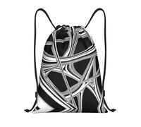 DUYKIMQW Swirl - Mochila unisex con estampado monocromático, bolsillo con cordón, fibra de poliéster cifrada, Remolino monocromático, M