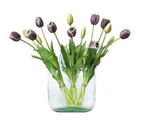 DUYONE 15 tulipanes artificiales, ramo de látex de tacto real, tulipanes falsos para oficina, boda, fiesta, hogar, cocina, jardín, decoración - B ciruela oscura