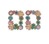 DUZEPA 2 hebillas de cristal para zapatos, con forma de flor, para decoración de zapatos, para mujer, niña, novia, color rosa y verde.