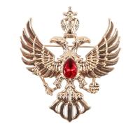 DUZEPA Broche de águila bicéfala dorada - Insignia vintage con alas de cristal y corona, accesorio de moda para el pecho para hombres, adolescentes y mujeres