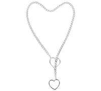 DUZEPA Collar gótico con forma de corazón y anilla para mujer: collar con lazo ajustable en forma de Y hecho a mano