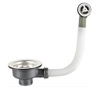 DUZEPA Desagüe para fregadero de cocina, cesta coladora de acero inoxidable de 110 mm con rebosadero redondo