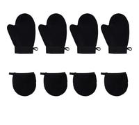 DUZEPA Juego de 8 manoplas autobronceadoras de felpa negra de doble capa, reutilizables, impermeables, para cuerpo y espalda.