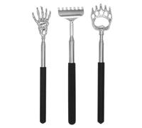 DUZEPA Rascador de espalda para gatos y perros, paquete de 3 - Masajeador de clítoris para mascotas, clítoris telescópico portátil de acero inoxidable para masaje de mascotas (negro)