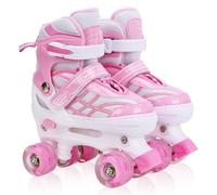 DUZSKJ Patines Ajustables para niñas Principiantes, con 4 Tallas Ajustables para los más pequeños (Rosa, M)